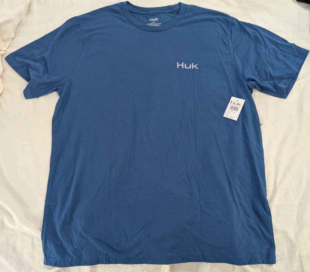 Huk Tuna Sketch Tee Blue Men's Fishing T-Shirt L NWT